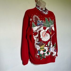 Vintage Santa Clause Bears Red Sweatshirt Large (B)